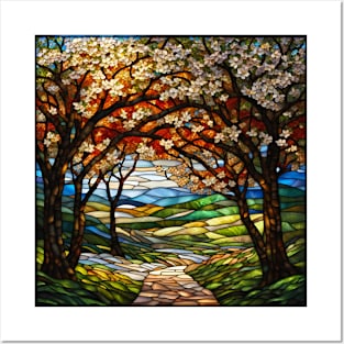 Stained Glass Springtime Path Posters and Art